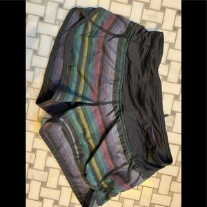Lululemon Poncho Stripe Speed Shorts Brief Lined Athletic Shorts 2 EUC RARE